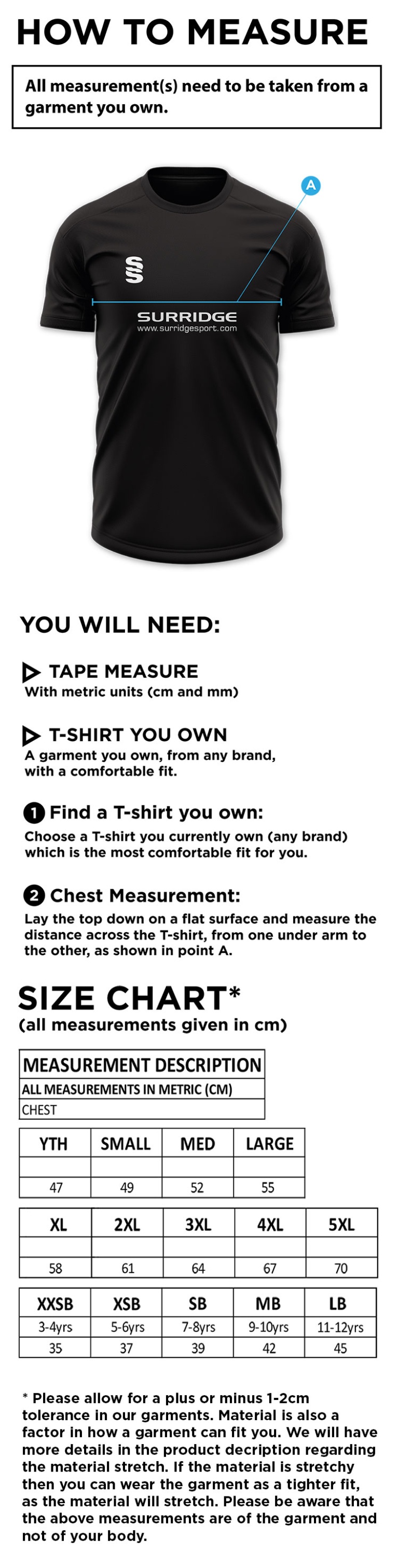 Dual Solid Colour Polo - Youth - Size Guide