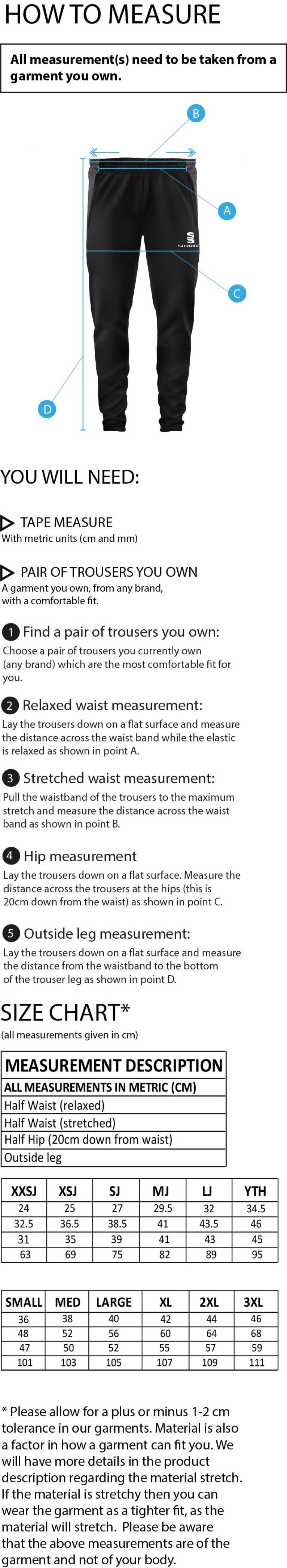 Dual Skinny Pant - Size Guide